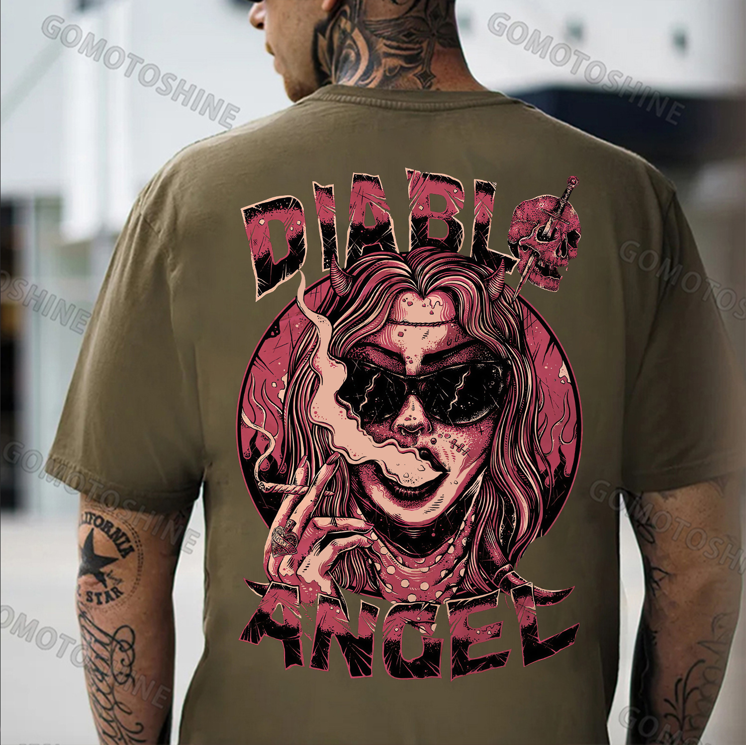 DIABLO ANGEL Smoking Lady Print Men's T-Shirt Image - 5