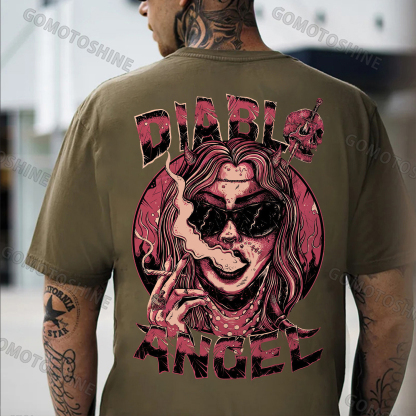 DIABLO ANGEL Smoking Lady Print Men's T-Shirt Image - 5