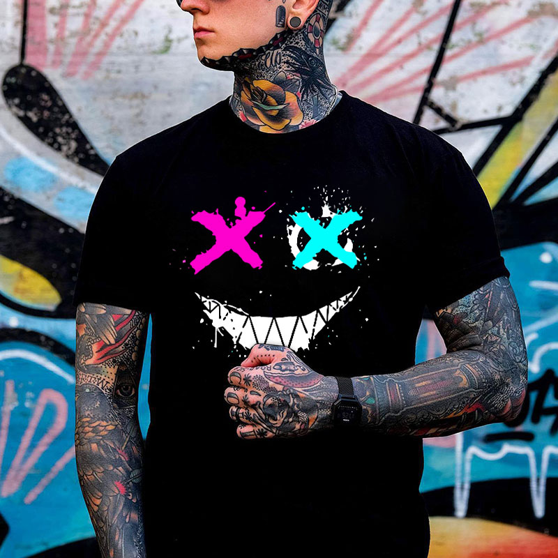 Evil Emoji Graphic Black Print T-Shirt