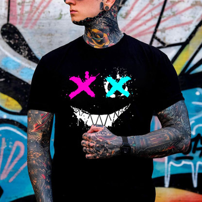 Evil Emoji Graphic Black Print T-Shirt