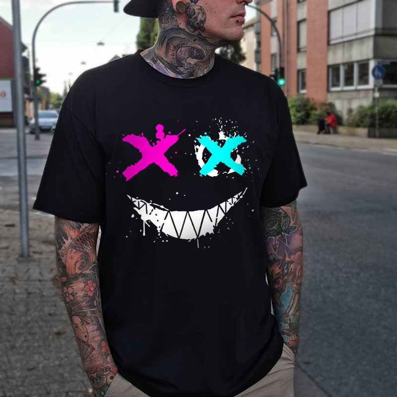 Evil Emoji Graphic Black Print T-Shirt