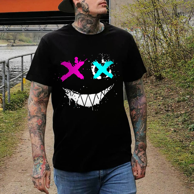 Evil Emoji Graphic Black Print T-Shirt
