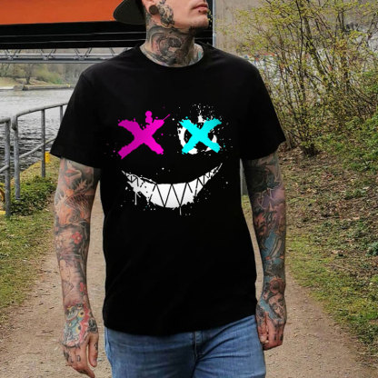 Evil Emoji Graphic Black Print T-Shirt