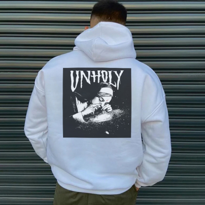 UNHOLY Nun Smoking Dark Style Black Print Hoodie Image - 2