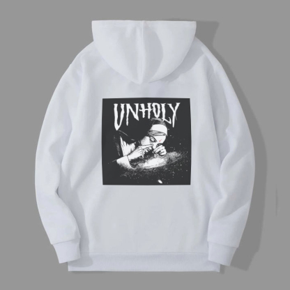 UNHOLY Nun Smoking Dark Style Black Print Hoodie Image - 11