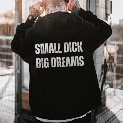 SMALL DICK BIG DREAMS Black Print Hoodie Image - 3