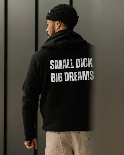 SMALL DICK BIG DREAMS Black Print Hoodie Image - 4