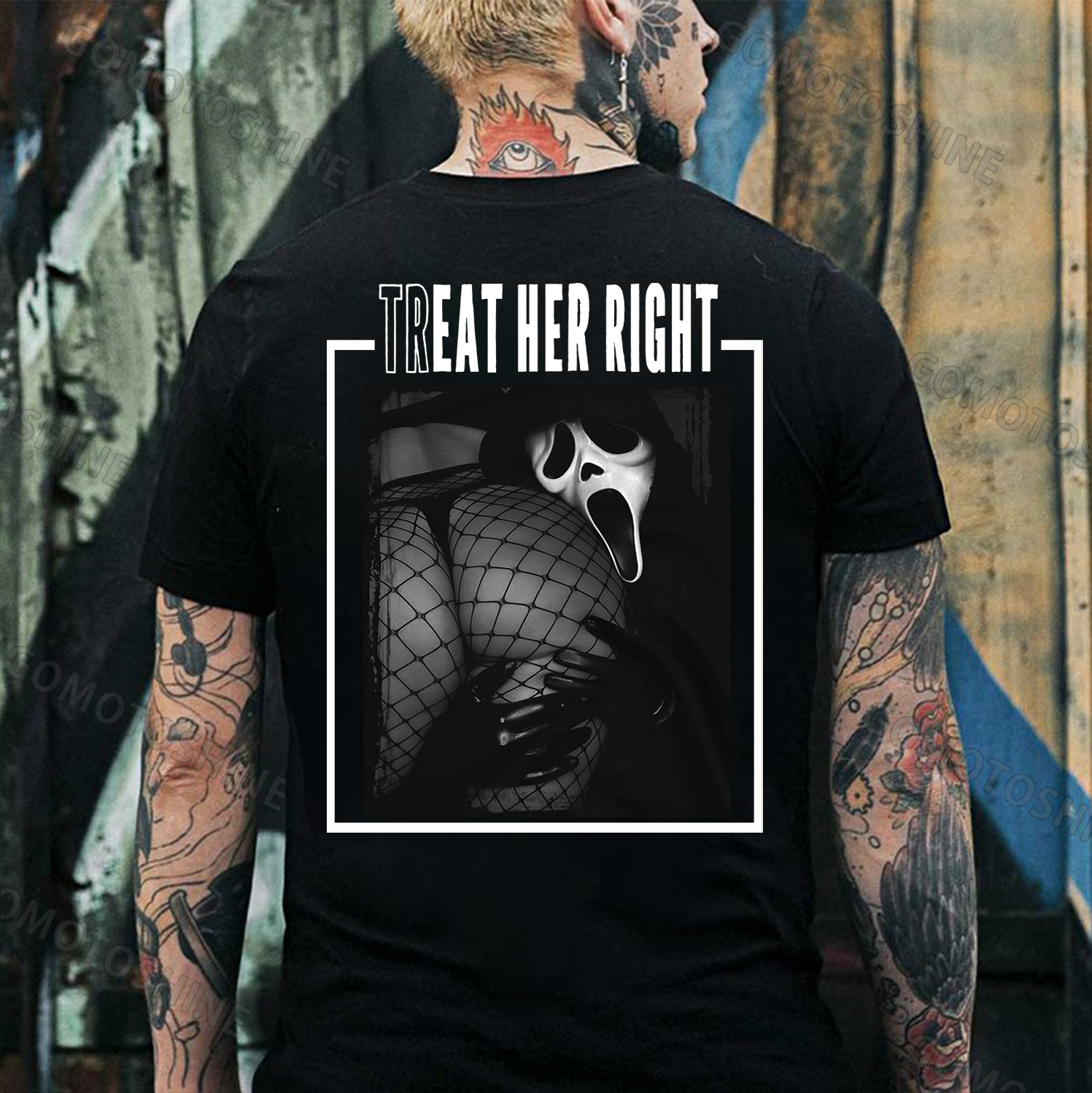 TREAT HER RIGHT Ghost Grab Sexy Woman Print Men's T-shirt