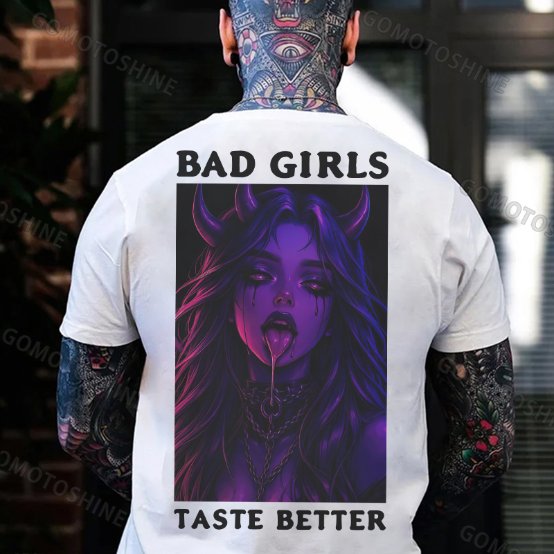 BAD GIRLS TASTE BETTER Sexy Devil Girl Print Men's T-Shirt Image - 2