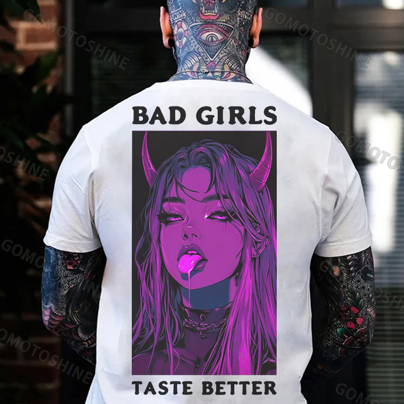 BAD GIRLS TASTE BETTER Sexy Devil Girl Print Men's T-Shirt Image - 2