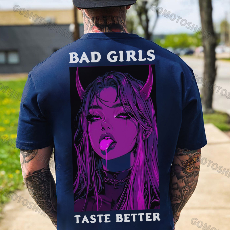 BAD GIRLS TASTE BETTER Sexy Devil Girl Print Men's T-Shirt Image - 4