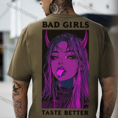 BAD GIRLS TASTE BETTER Sexy Devil Girl Print Men's T-Shirt Image - 5