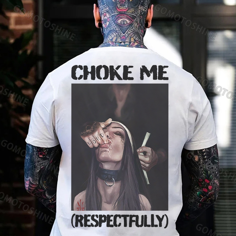 CHOKE ME RESPECTFULLY Suck Finger Nun Print Men's T-shirt Image - 2