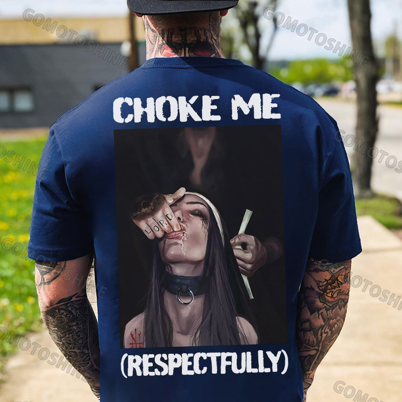 CHOKE ME RESPECTFULLY Suck Finger Nun Print Men's T-shirt Image - 4