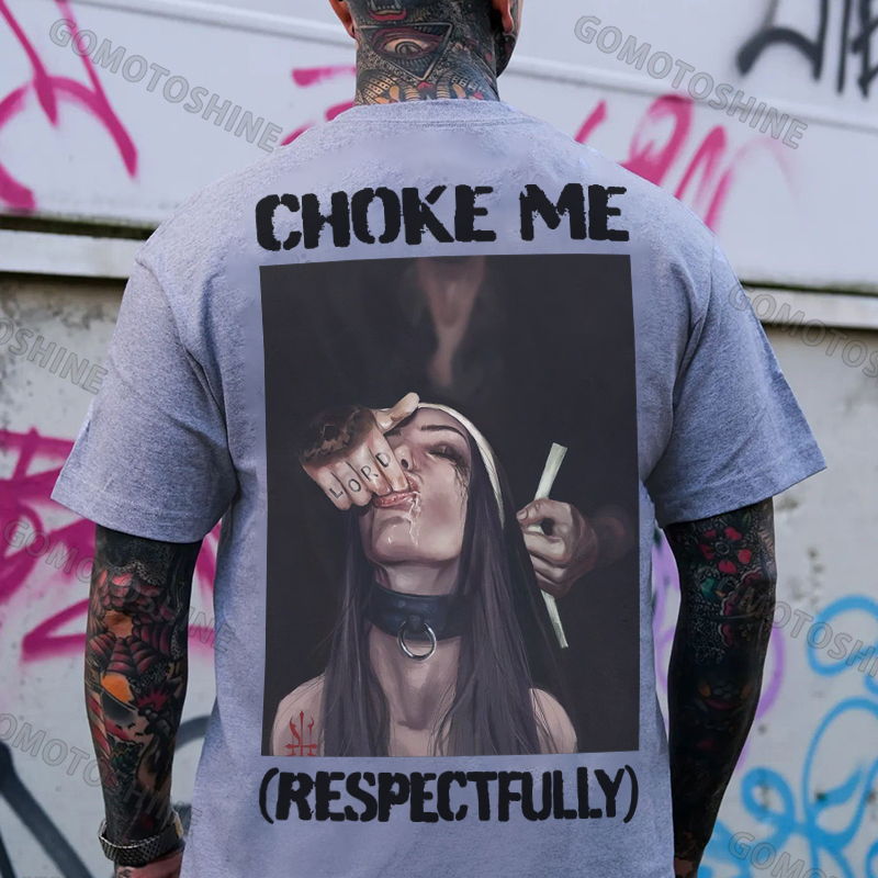 CHOKE ME RESPECTFULLY Suck Finger Nun Print Men's T-shirt Image - 3