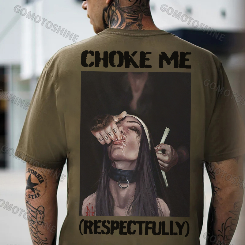 CHOKE ME RESPECTFULLY Suck Finger Nun Print Men's T-shirt Image - 5