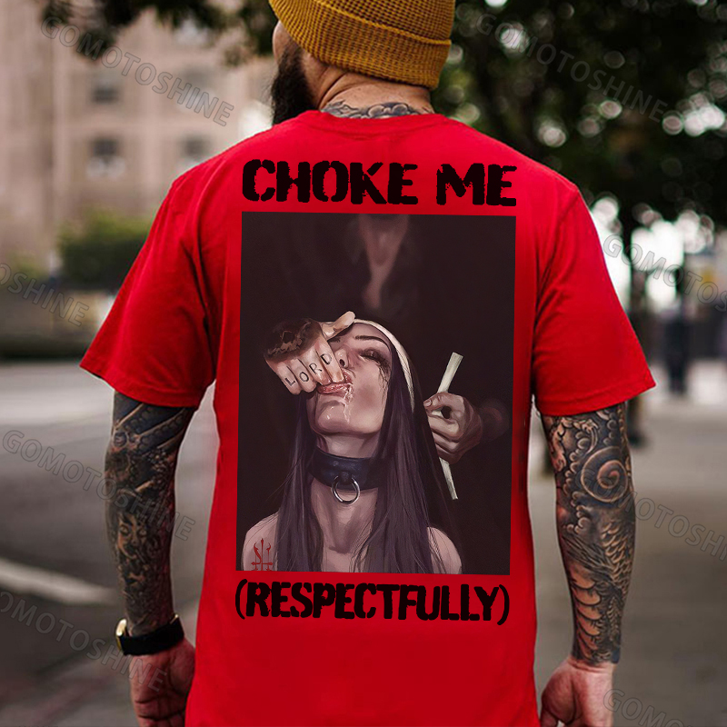 CHOKE ME RESPECTFULLY Suck Finger Nun Print Men's T-shirt Image - 6