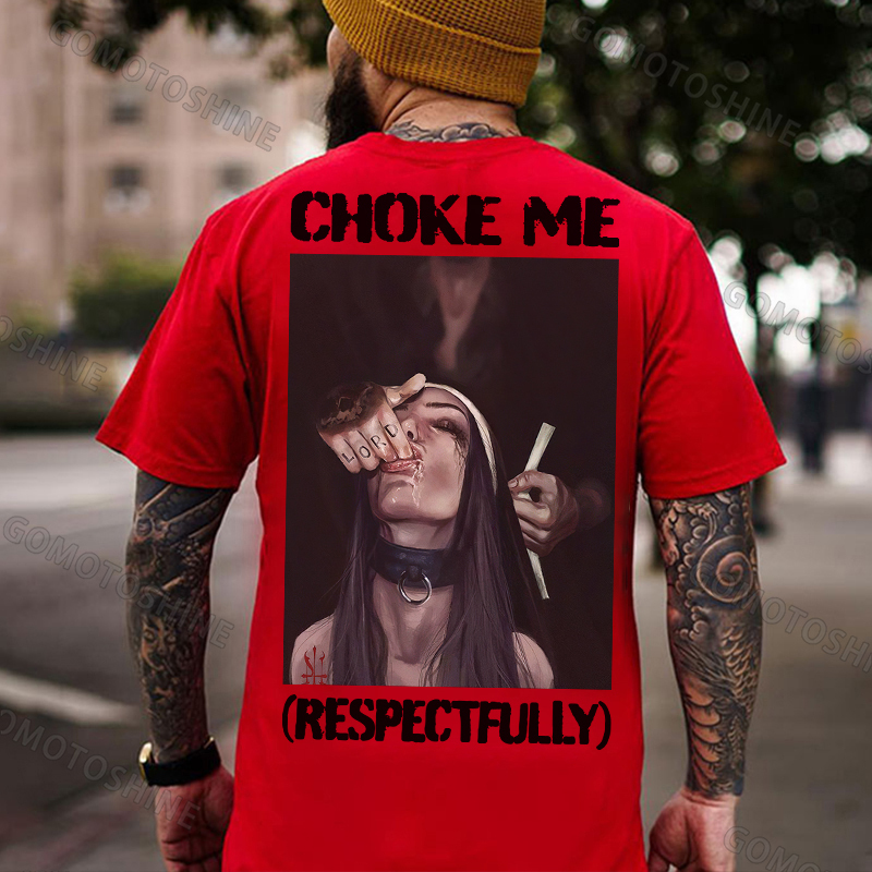 CHOKE ME RESPECTFULLY Suck Finger Nun Print Men's T-shirt Image - 6