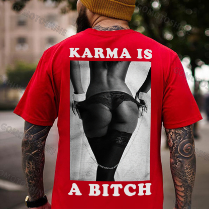 KARMA IS A BITCH Sexy Woman Print Men's T-Shirt Image - 6
