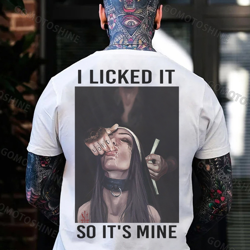 I LICKED IT SO IT'S MINE Suck Finger Nun Print Men's T-Shirt Image - 2