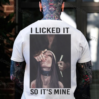 I LICKED IT SO IT'S MINE Suck Finger Nun Print Men's T-Shirt Image - 2