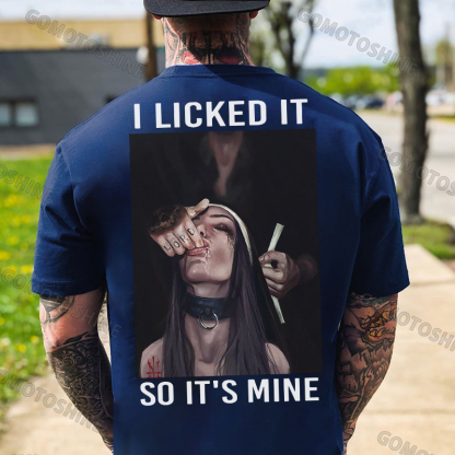 I LICKED IT SO IT'S MINE Suck Finger Nun Print Men's T-Shirt Image - 4