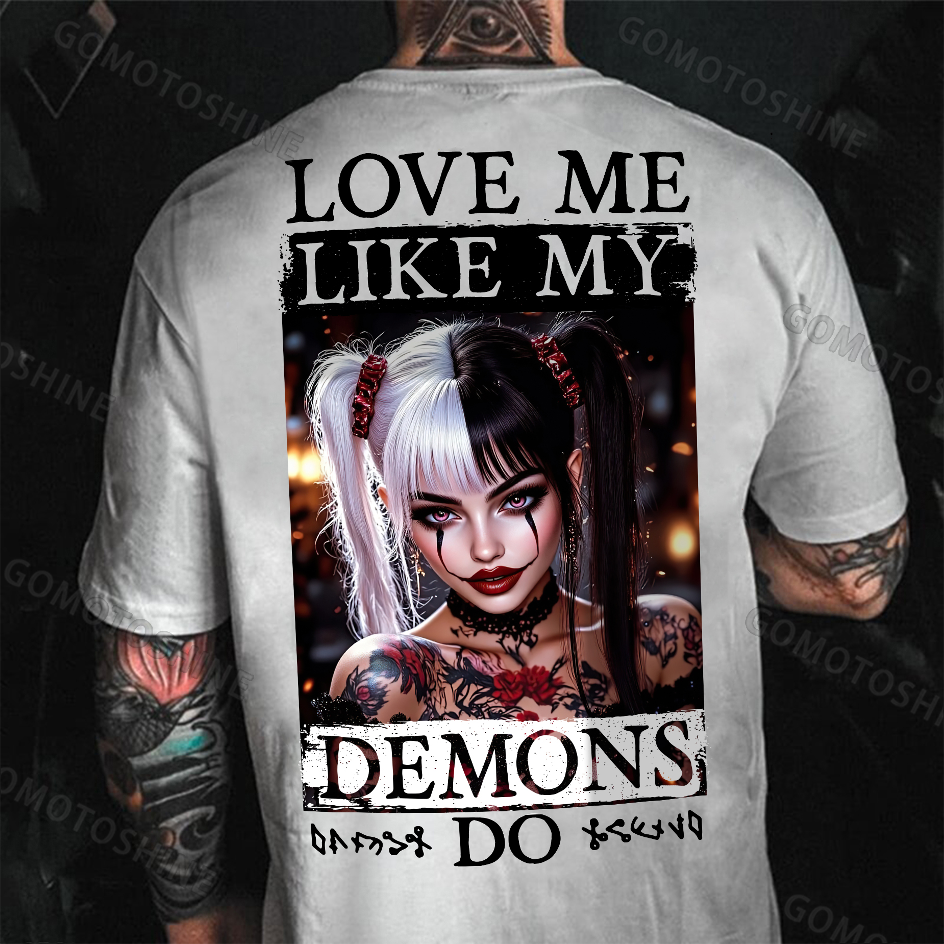 LOVE ME LIKE MY DEMONS DO Joker Girl Print Men's T-Shirt Image - 2