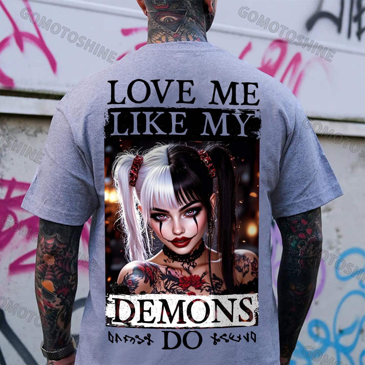 LOVE ME LIKE MY DEMONS DO Joker Girl Print Men's T-Shirt Image - 3
