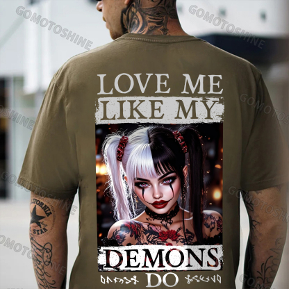 LOVE ME LIKE MY DEMONS DO Joker Girl Print Men's T-Shirt Image - 5
