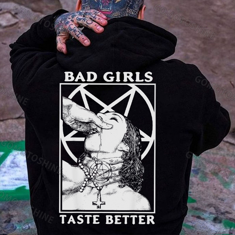 BAD GIRLS TASTE BETTER Suck Finger Woman Print Men's Hoodie