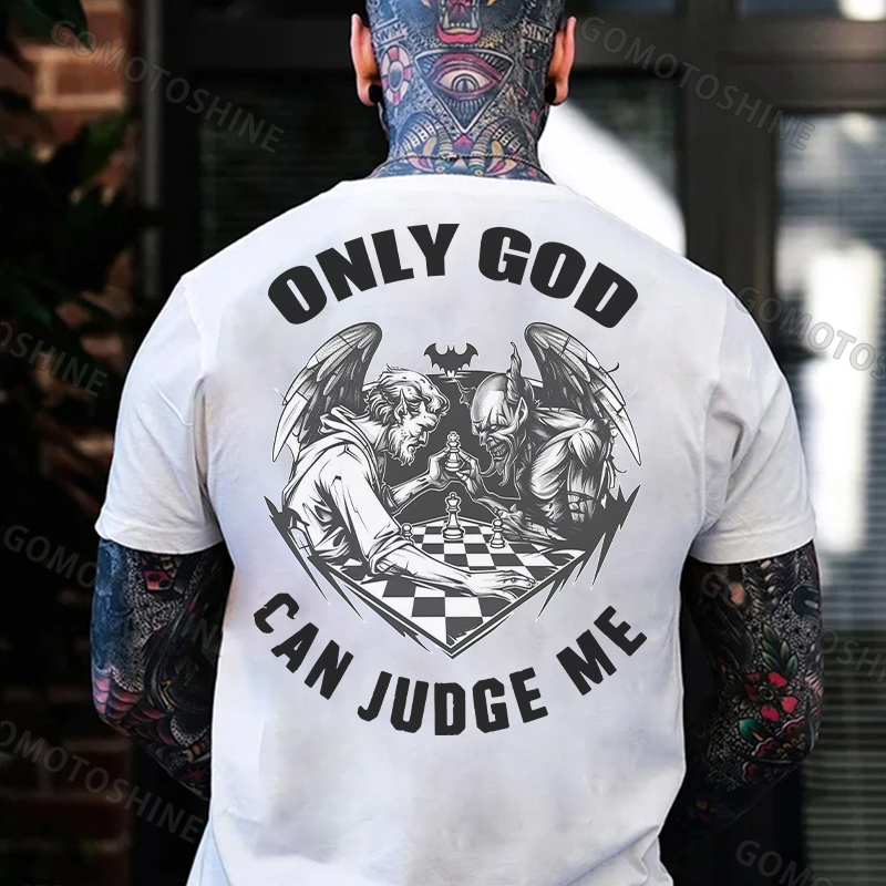 ONLY GOD CAN JUDGE ME God And Devil Print Men's T-shirt Image - 2