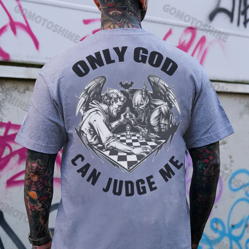 ONLY GOD CAN JUDGE ME God And Devil Print Men's T-shirt Image - 3