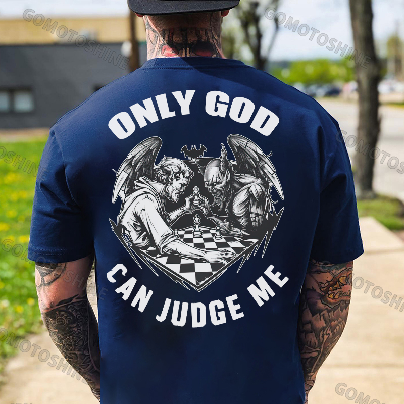 ONLY GOD CAN JUDGE ME God And Devil Print Men's T-shirt Image - 4