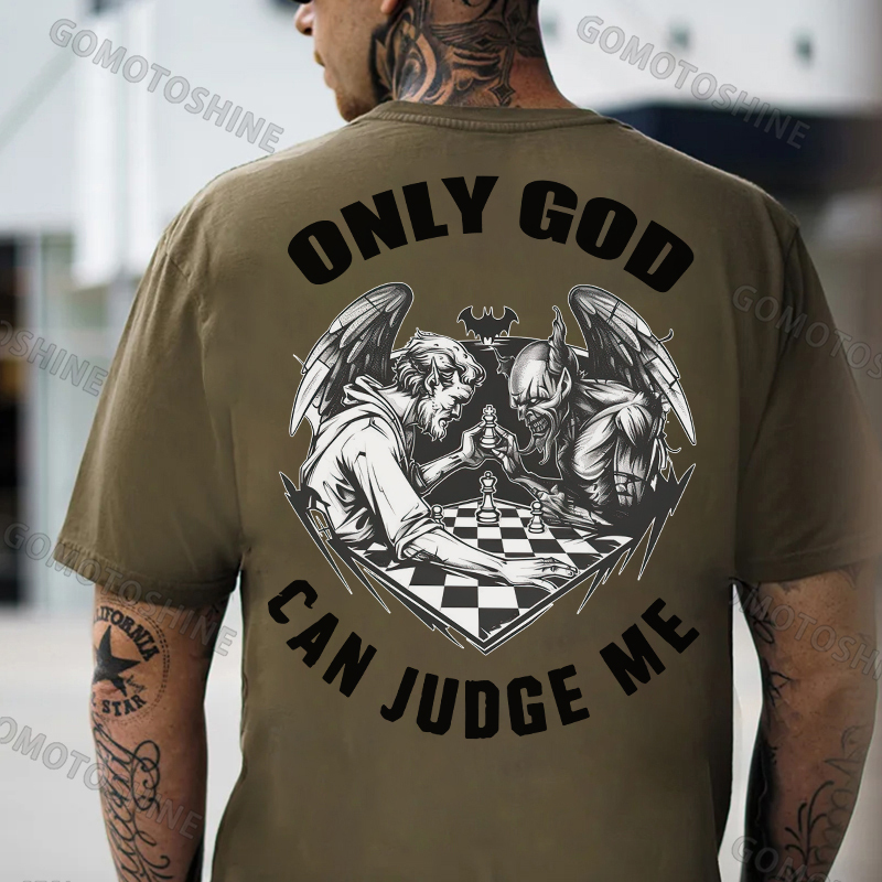 ONLY GOD CAN JUDGE ME God And Devil Print Men's T-shirt Image - 5