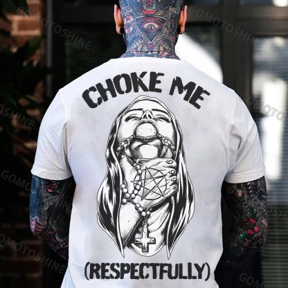 CHOKE ME RESPECTFULLY Chokehold Nun Print Men's T-Shirt Image - 2