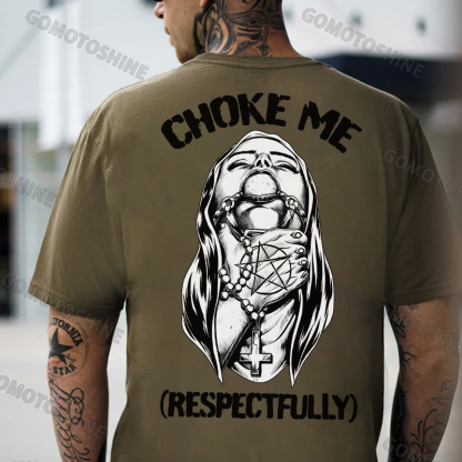CHOKE ME RESPECTFULLY Chokehold Nun Print Men's T-Shirt Image - 5