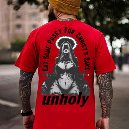 EAT SOME PUSSY FOR CHRIST'S SAKE unholy Sexy Nun Print Men's T-Shirt Image - 6