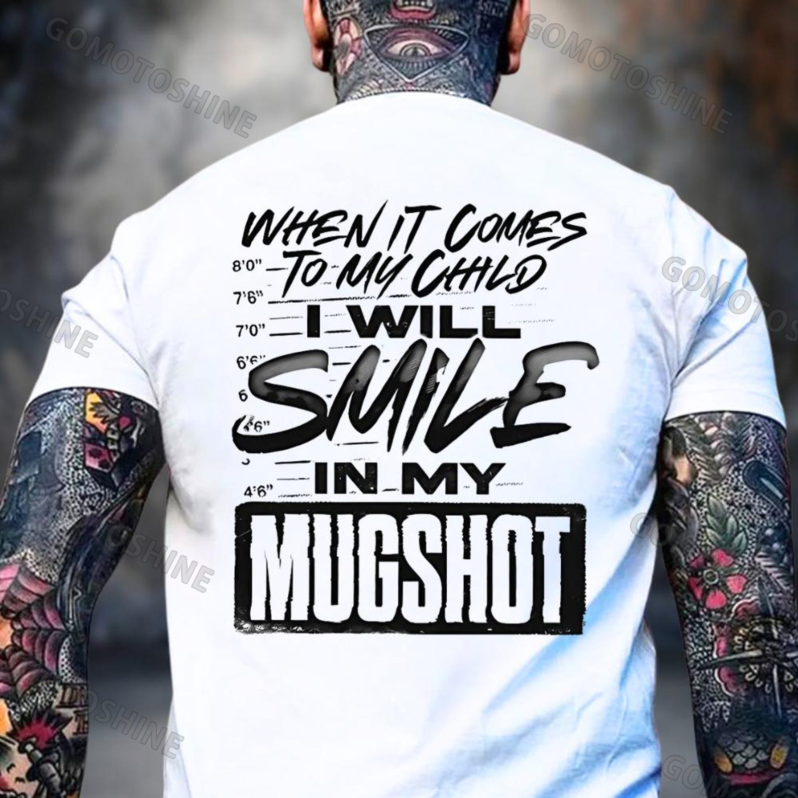 WHEN IT COMES TO MY CHILD I WILL SMILE IN MY MUGSHOT Print Men's T-shirt Image - 2