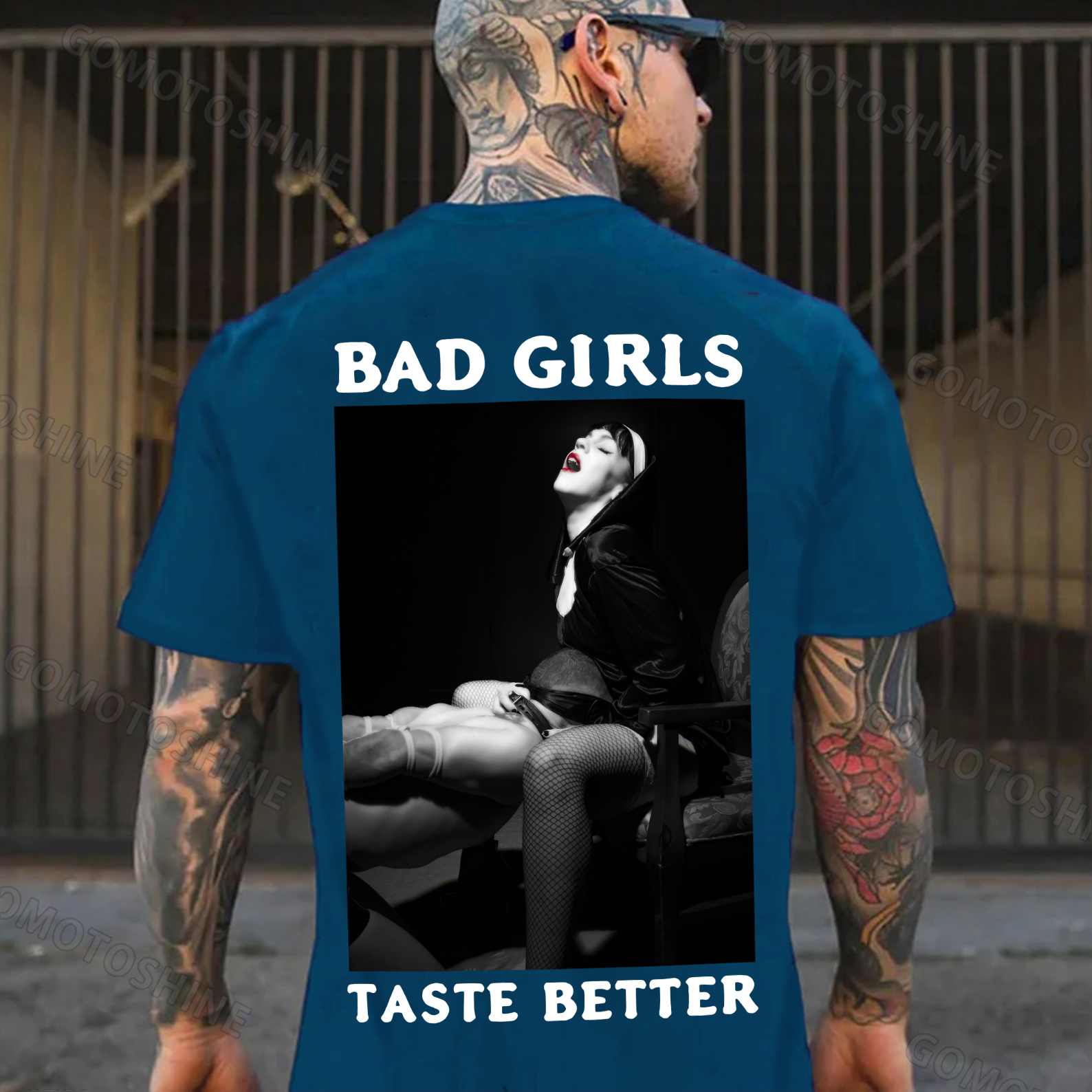 BAD GIRLS TASTE BETTER The Man Suck Nun Print Men's T-shirt Image - 4