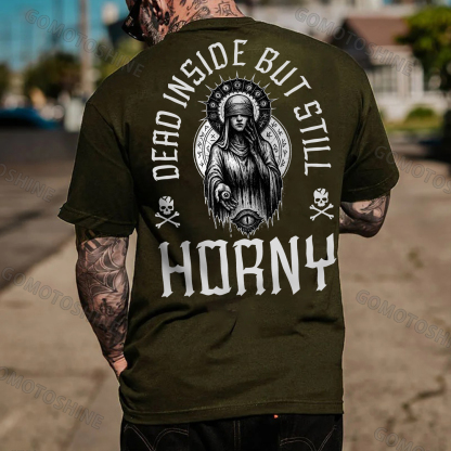 DEAD INSIDE BUT STILL HORNY Evil Nun Print Men's T-Shirt Image - 5
