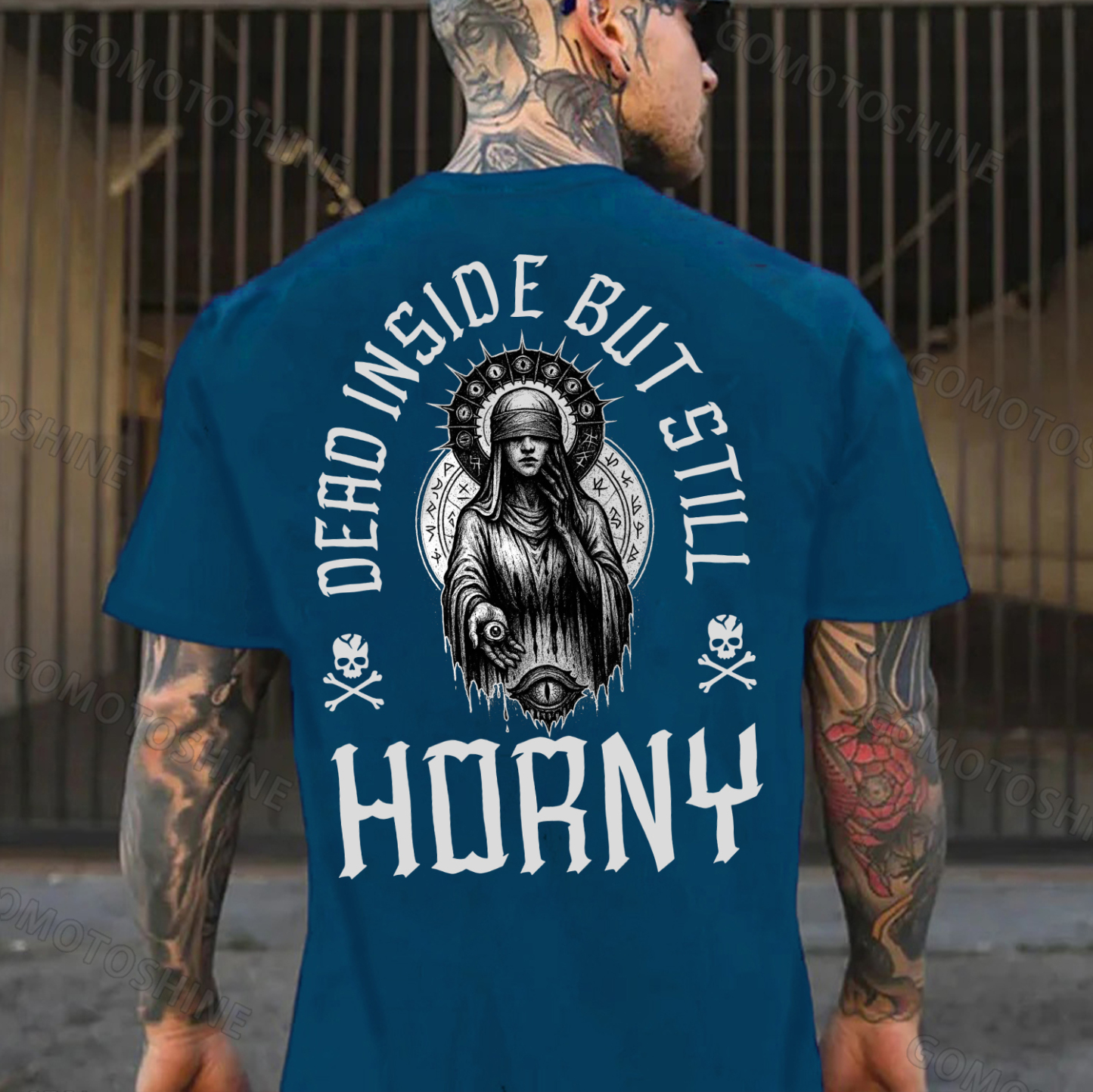 DEAD INSIDE BUT STILL HORNY Evil Nun Print Men's T-Shirt Image - 4