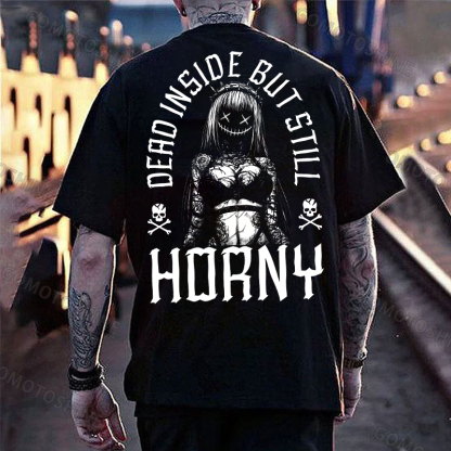 DEAD INSIDE BUT STILL HORNY Evil Girl Print Men's T-shirt Image - 1