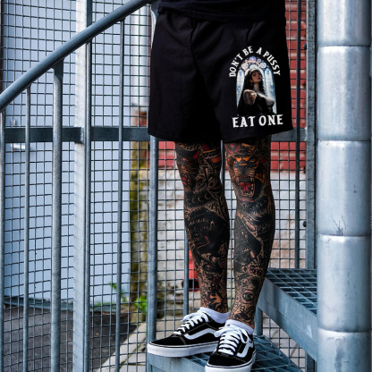 DON'T BE A PUSSY EAT ONE Sexy Nun Print Men's Shorts Image - 1