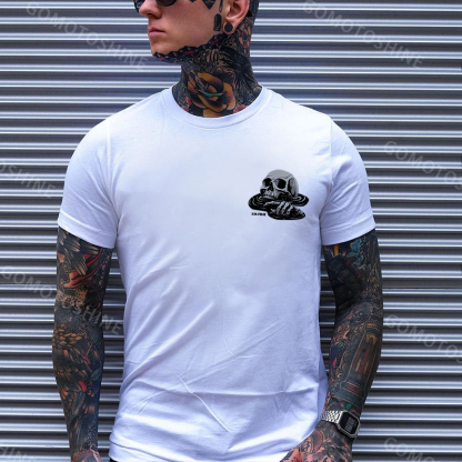 I'M FINE Drowning Skull Black Print T-Shirt