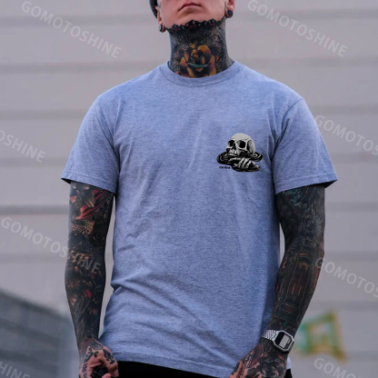 I'M FINE Drowning Skull Black Print T-Shirt