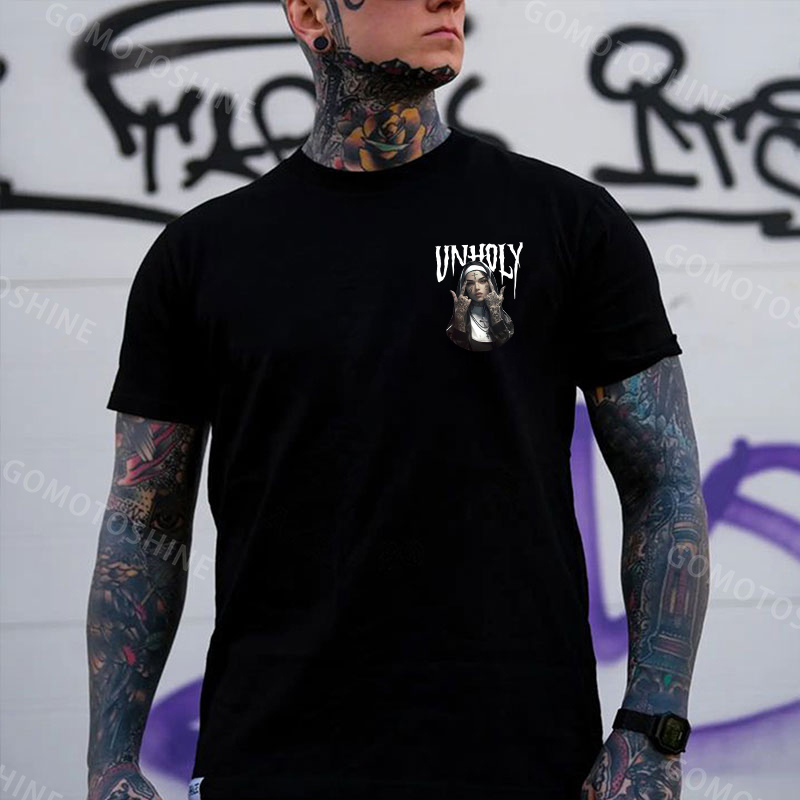 UNHOLY Defiant Nun Print Men's T-Shirt Image - 2
