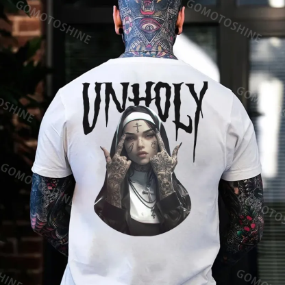 UNHOLY Defiant Nun Print Men's T-Shirt Image - 5