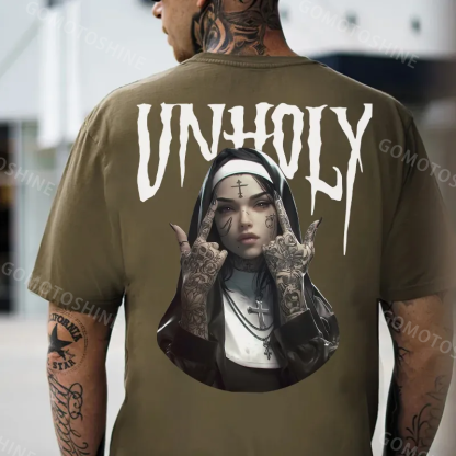 UNHOLY Defiant Nun Print Men's T-Shirt Image - 12