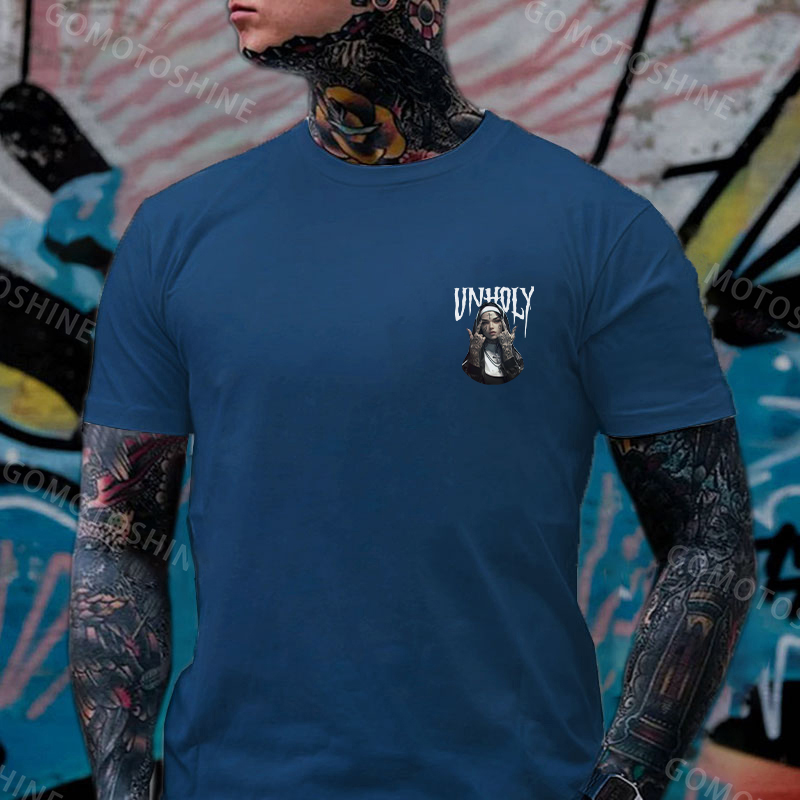 UNHOLY Defiant Nun Print Men's T-Shirt Image - 11