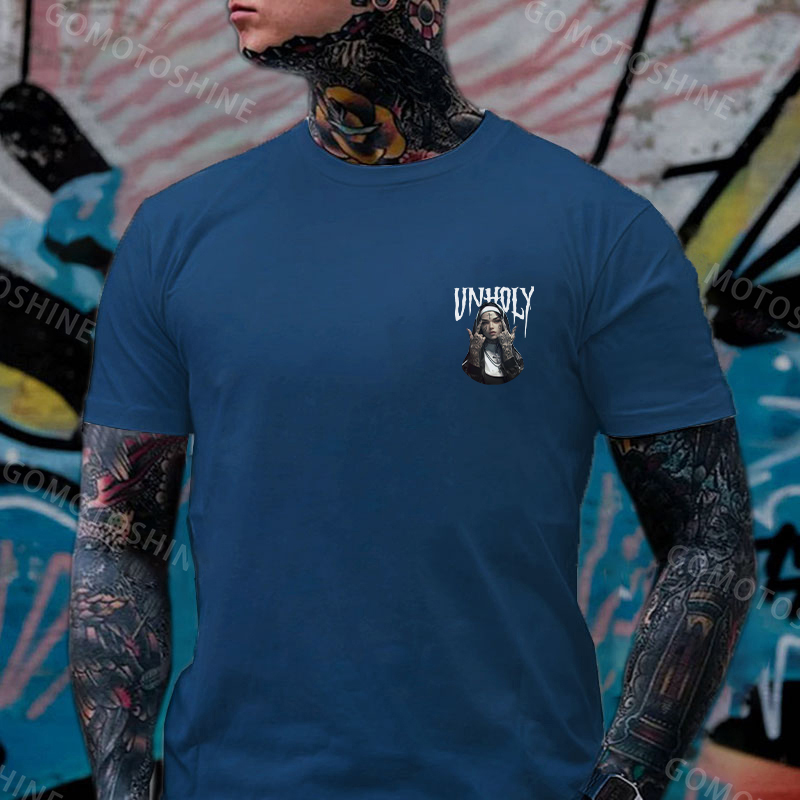 UNHOLY Defiant Nun Print Men's T-Shirt Image - 11